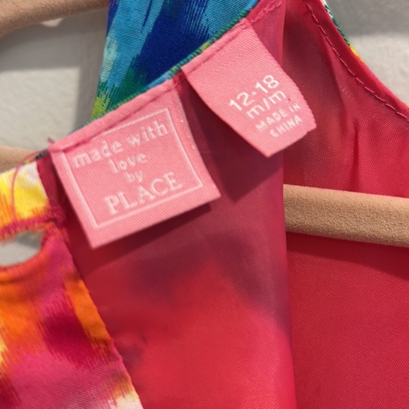 Place Baby Girls Party Dress Pink Multi-Color Print & Headband Band 12-18 months - Picture 5 of 12